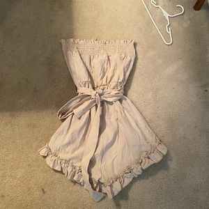 Strapless Tan Cotton Romper